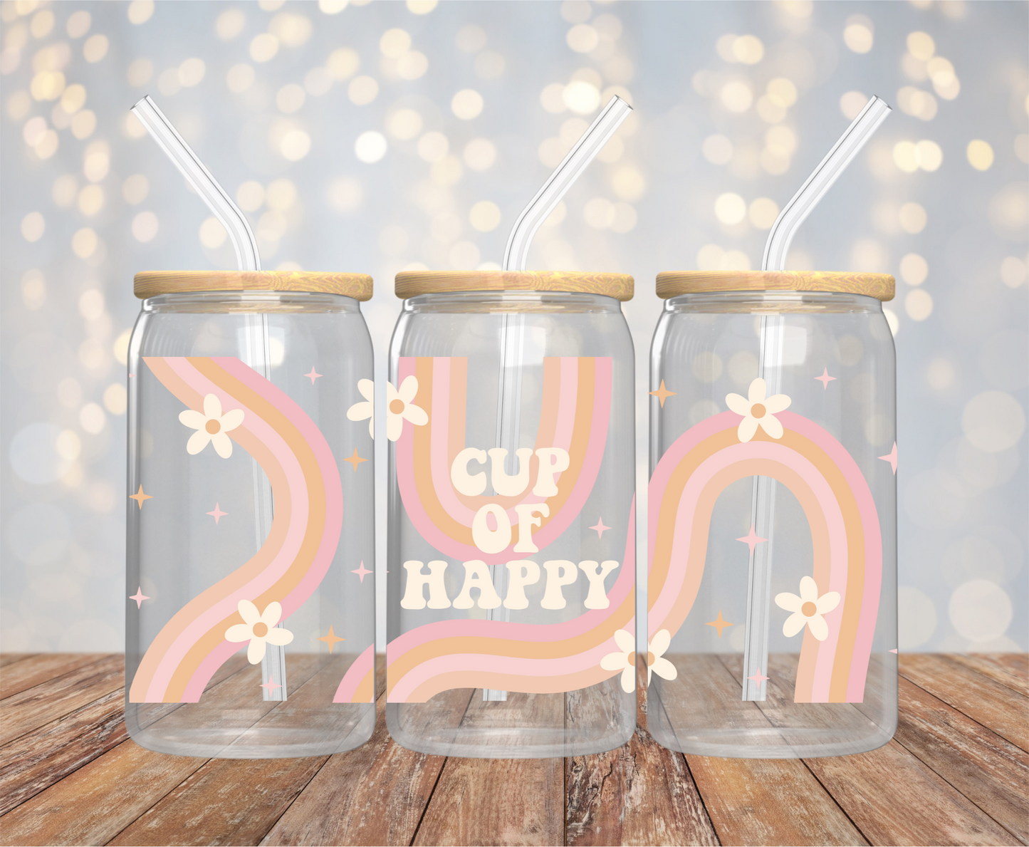 Cup Of Happy 16oz Glass Cup