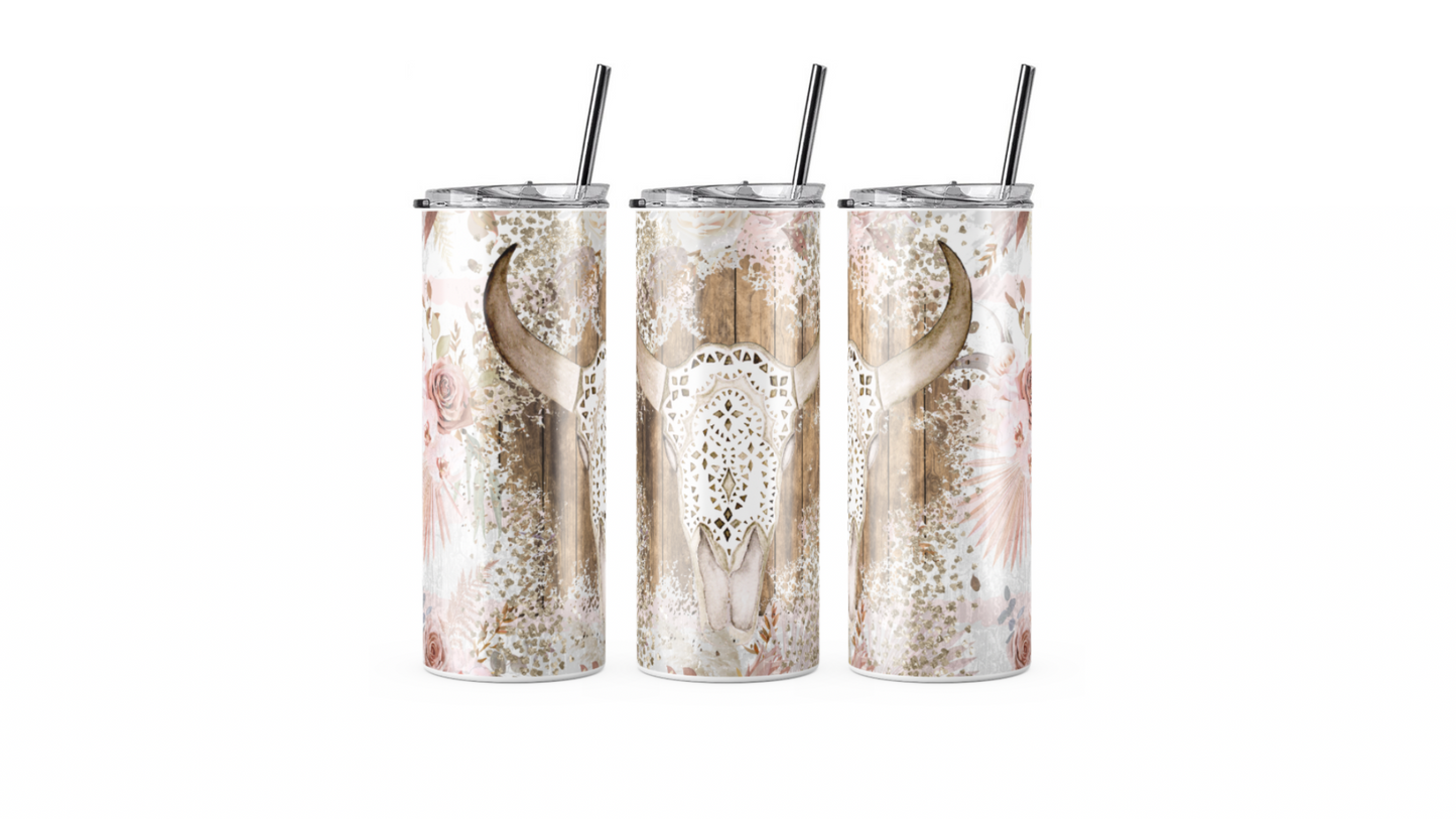 Western Pink Cow Tumbler
