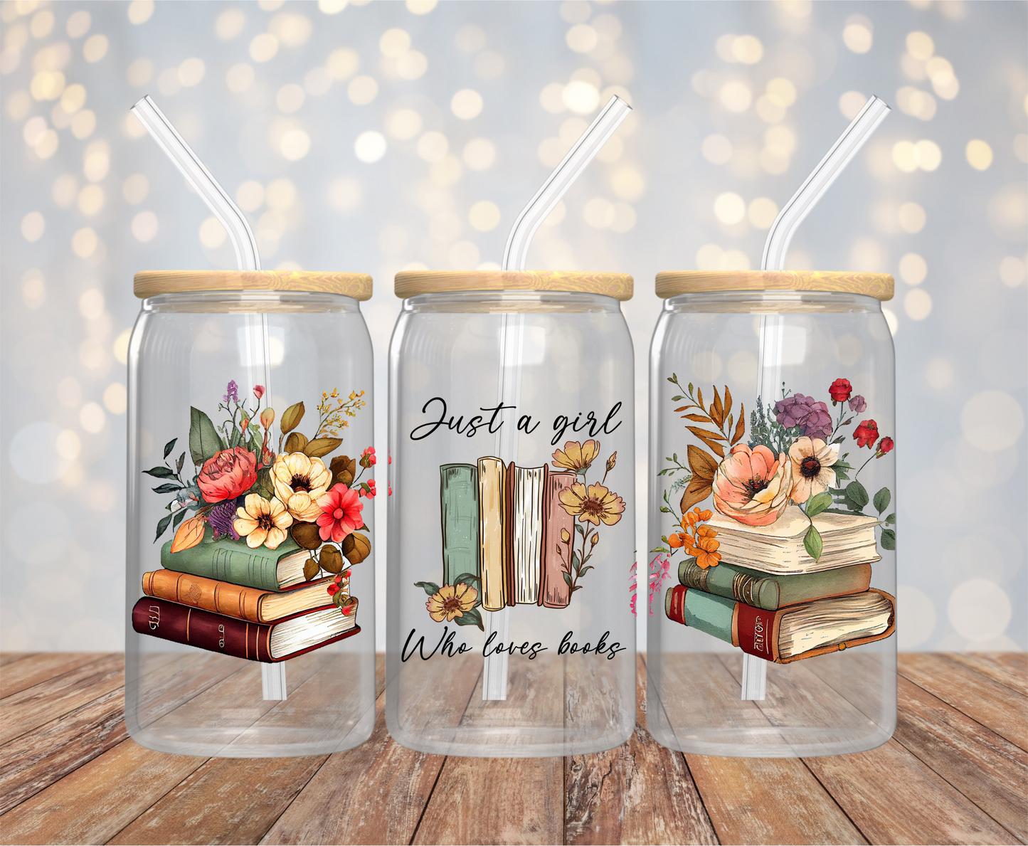 Girl Who Loves Books 16oz Glass Cup