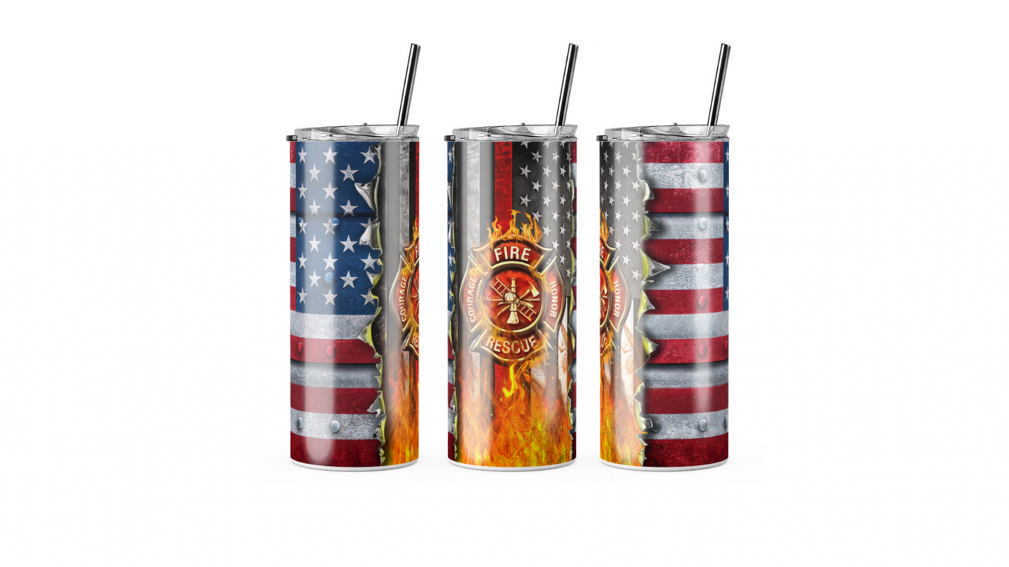 American Flag Firefighter Tumbler