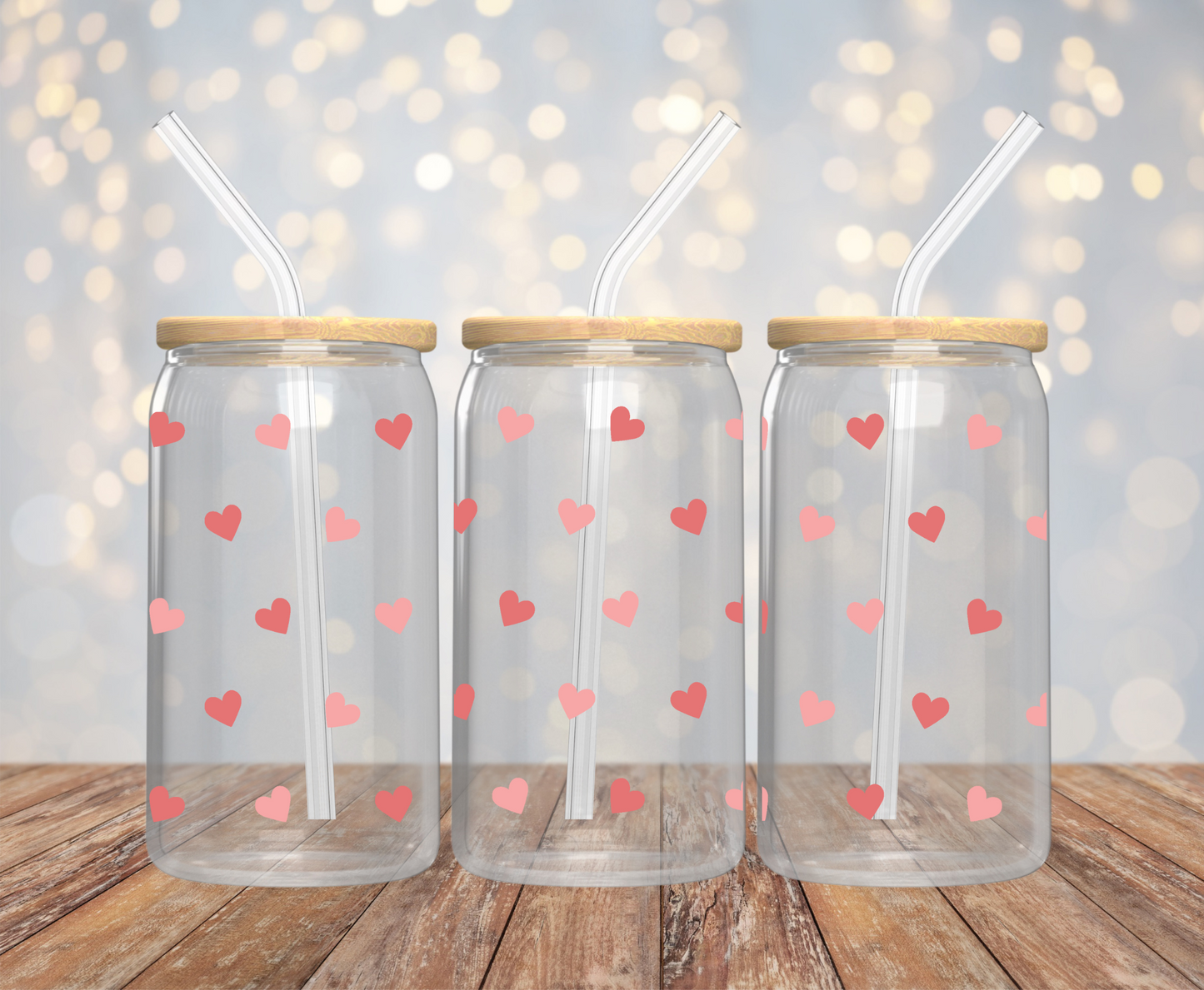 Hearts 16oz Glass Cup