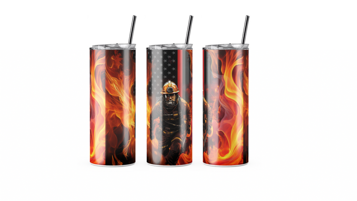 Firefighter Flames Tumbler