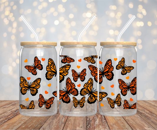 Monarch Butterfly 16oz Glass Cup