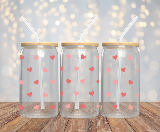 Hearts 16oz Glass Cup