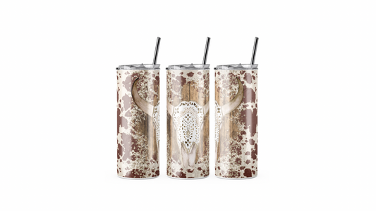 Brown Cow Print Western Tumbler