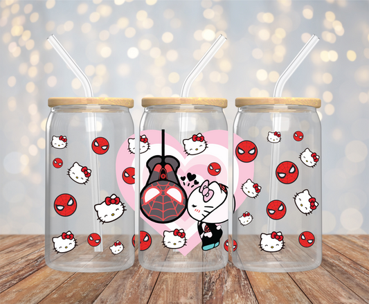 Spider Kitty 16oz Glass Cup