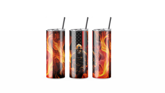 Firefighter Flames Tumbler