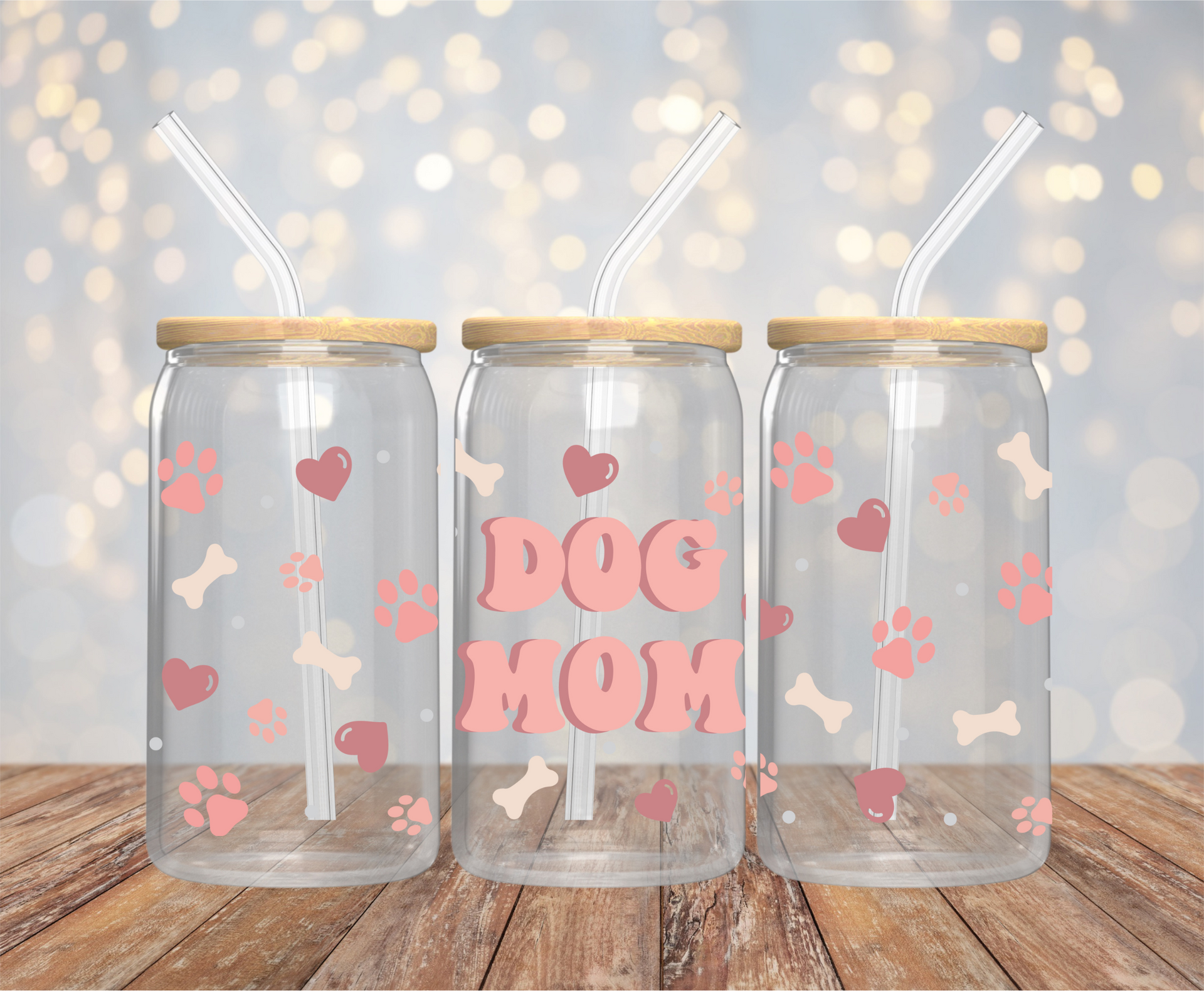 Dog Mom Glass Tumbler with Bamboo Lid & Straw – Modern Lifestyle Gifts